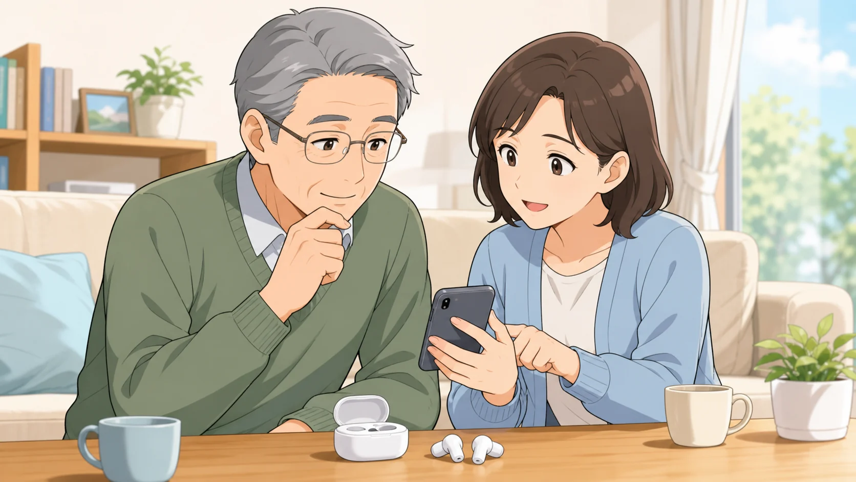Cearvol Wave Liteの口コミを購入前に家族で確認している様子