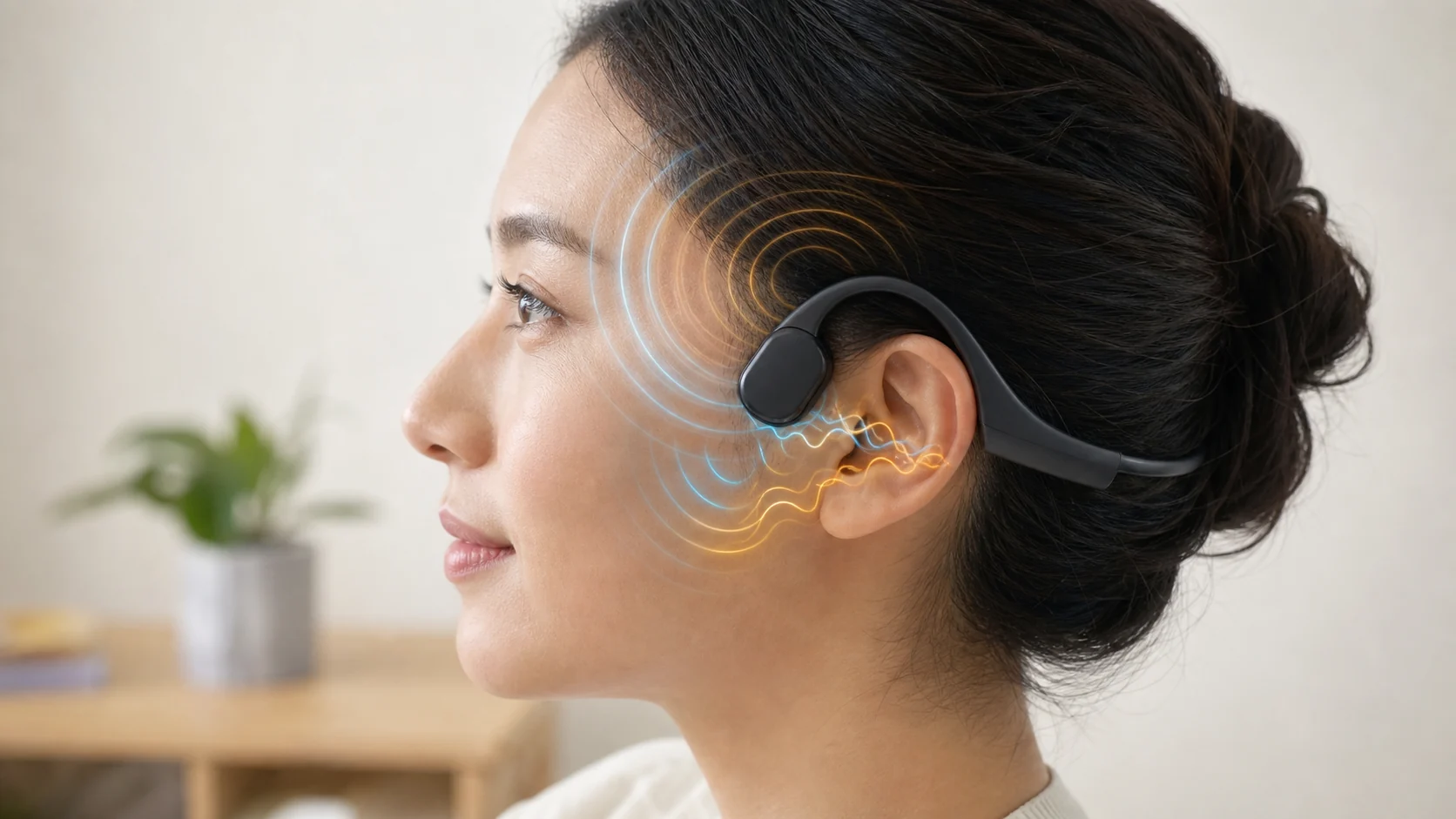 骨伝導集音器が音を振動で伝える仕組みのイメージ