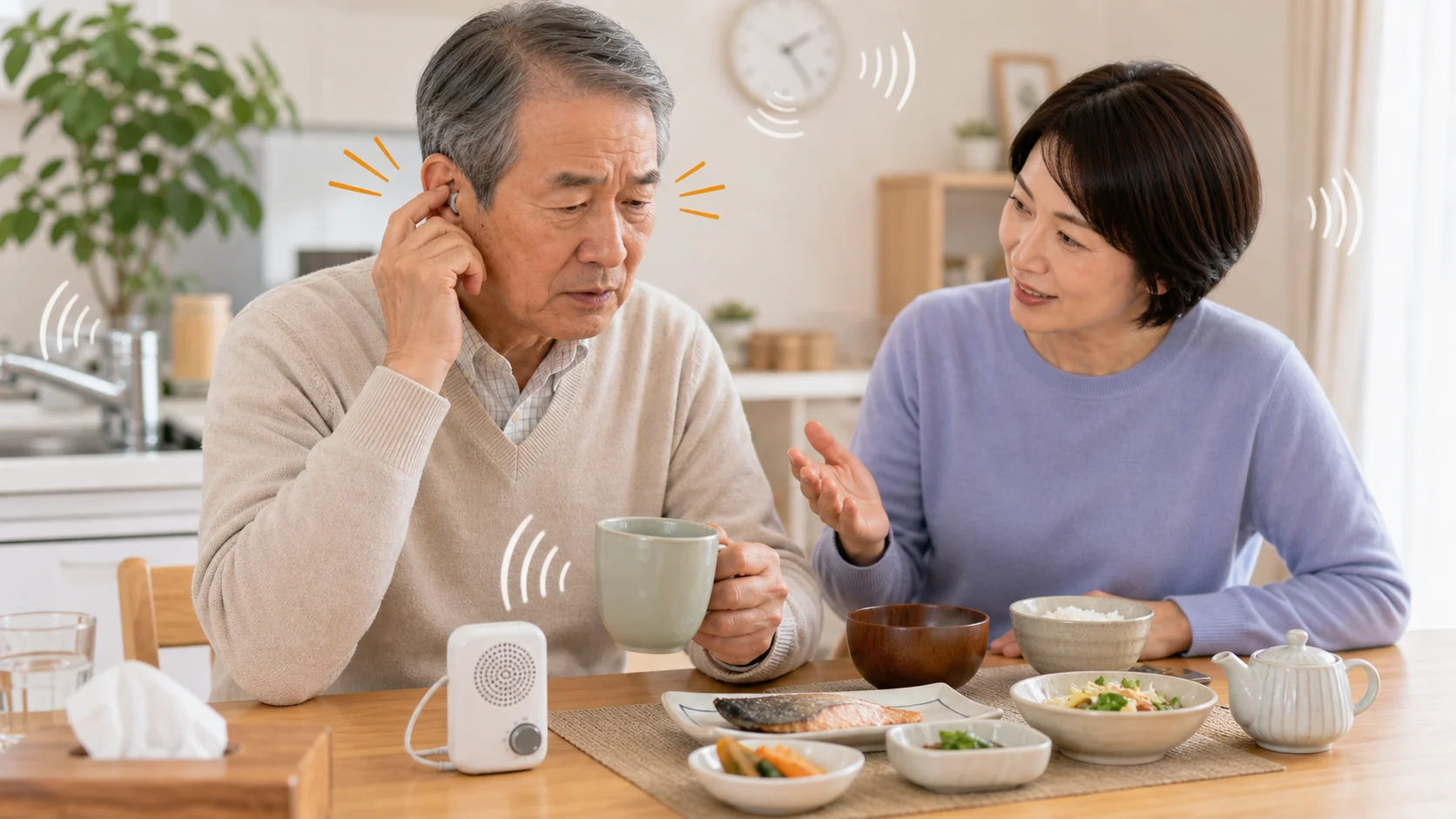 集音器で生活音も大きく聞こえるイメージ