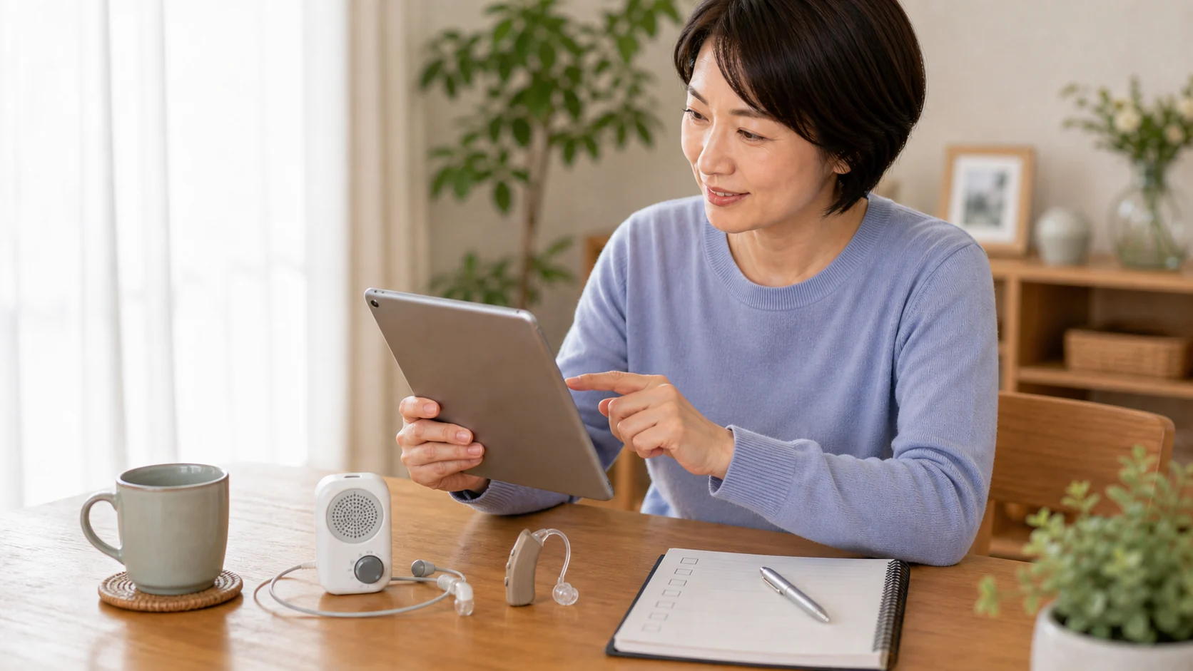 通販サイトで集音器を比較するイメージ