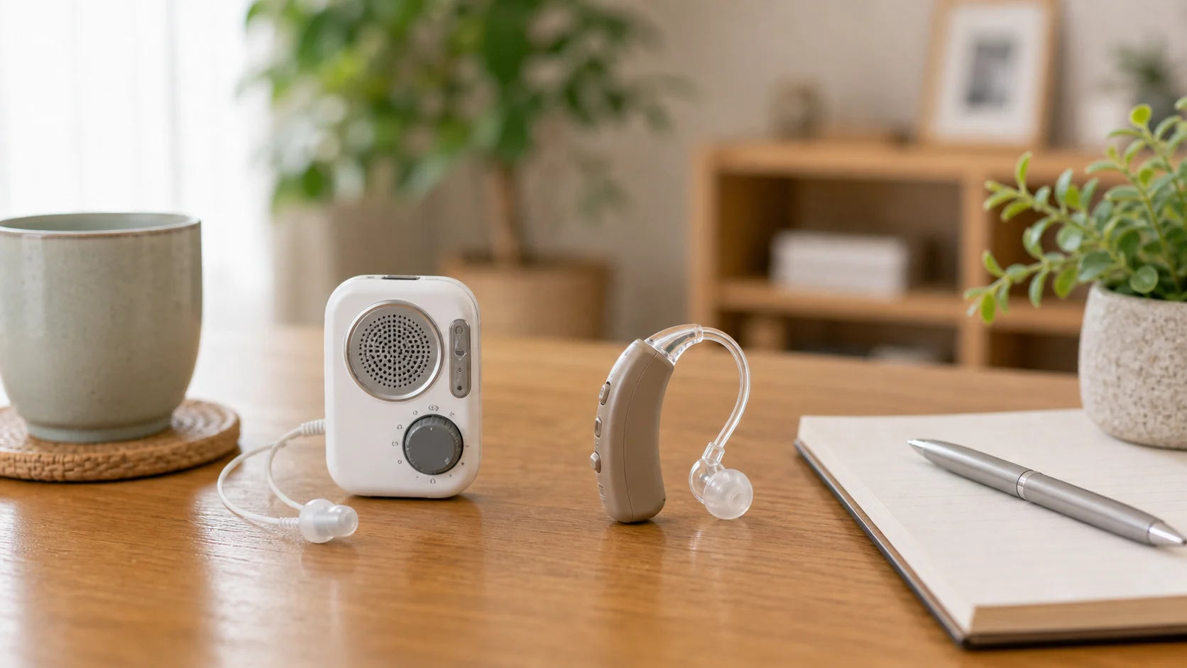 集音器と補聴器の違いを比較するイメージ