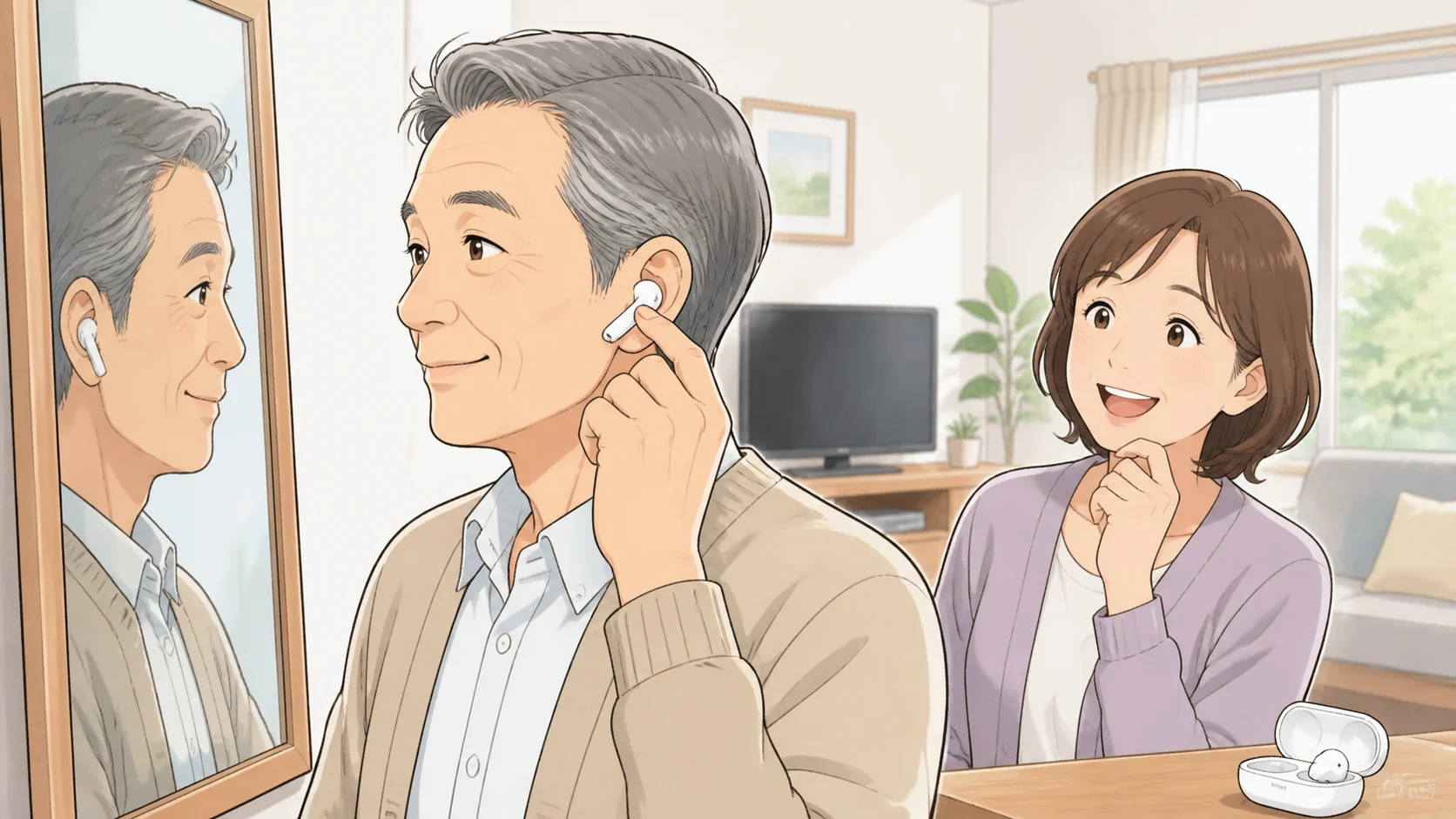イヤホンのようなデザインのCearvol Wave Liteを自然に装着している様子