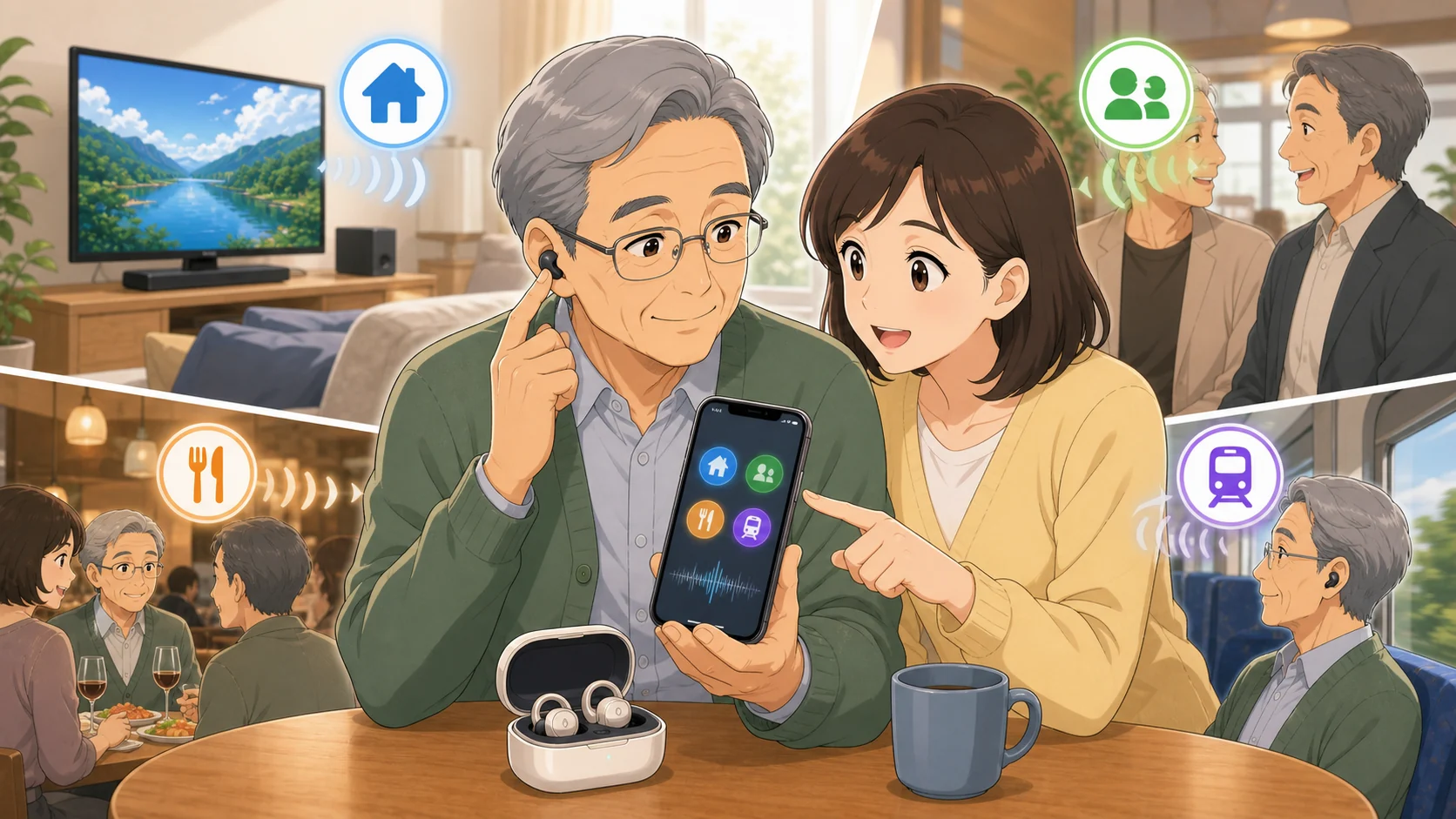 Cearvolアプリでシーンモードを切り替えるイメージ