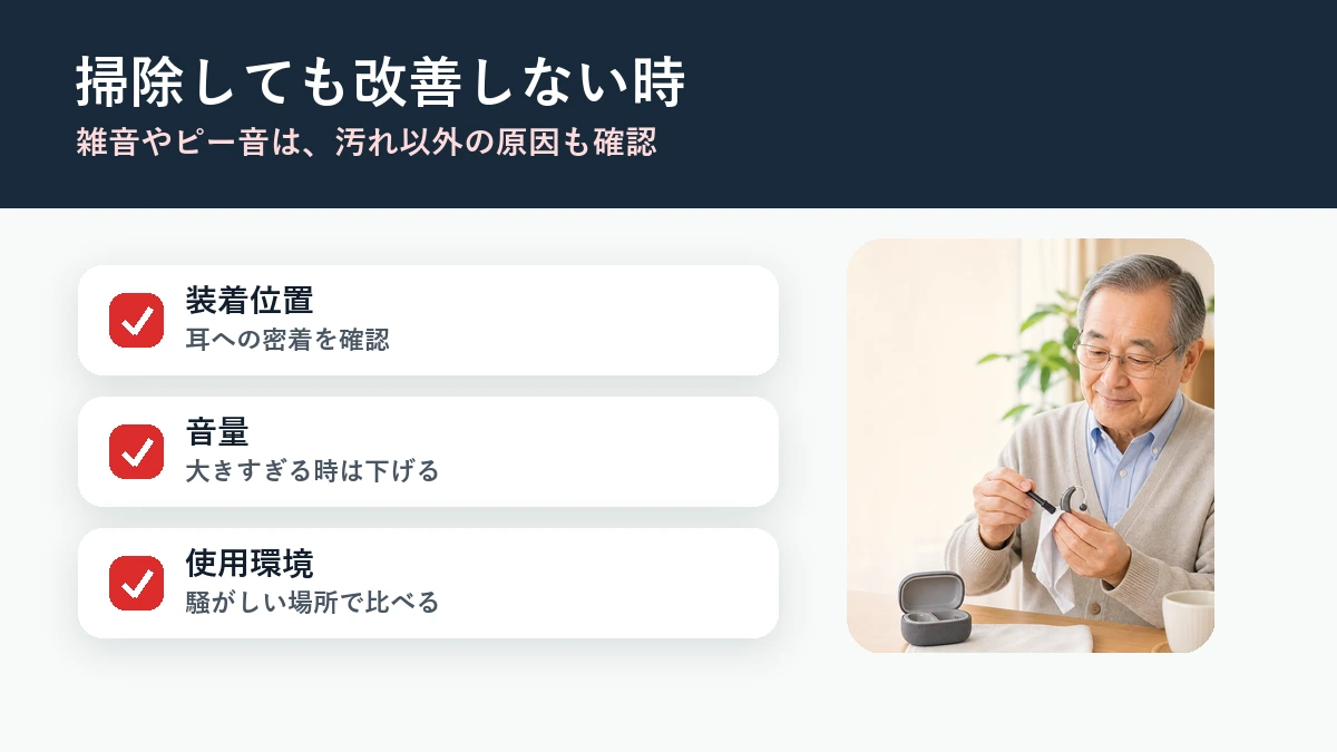 掃除しても雑音やピー音が出る時の確認ポイント