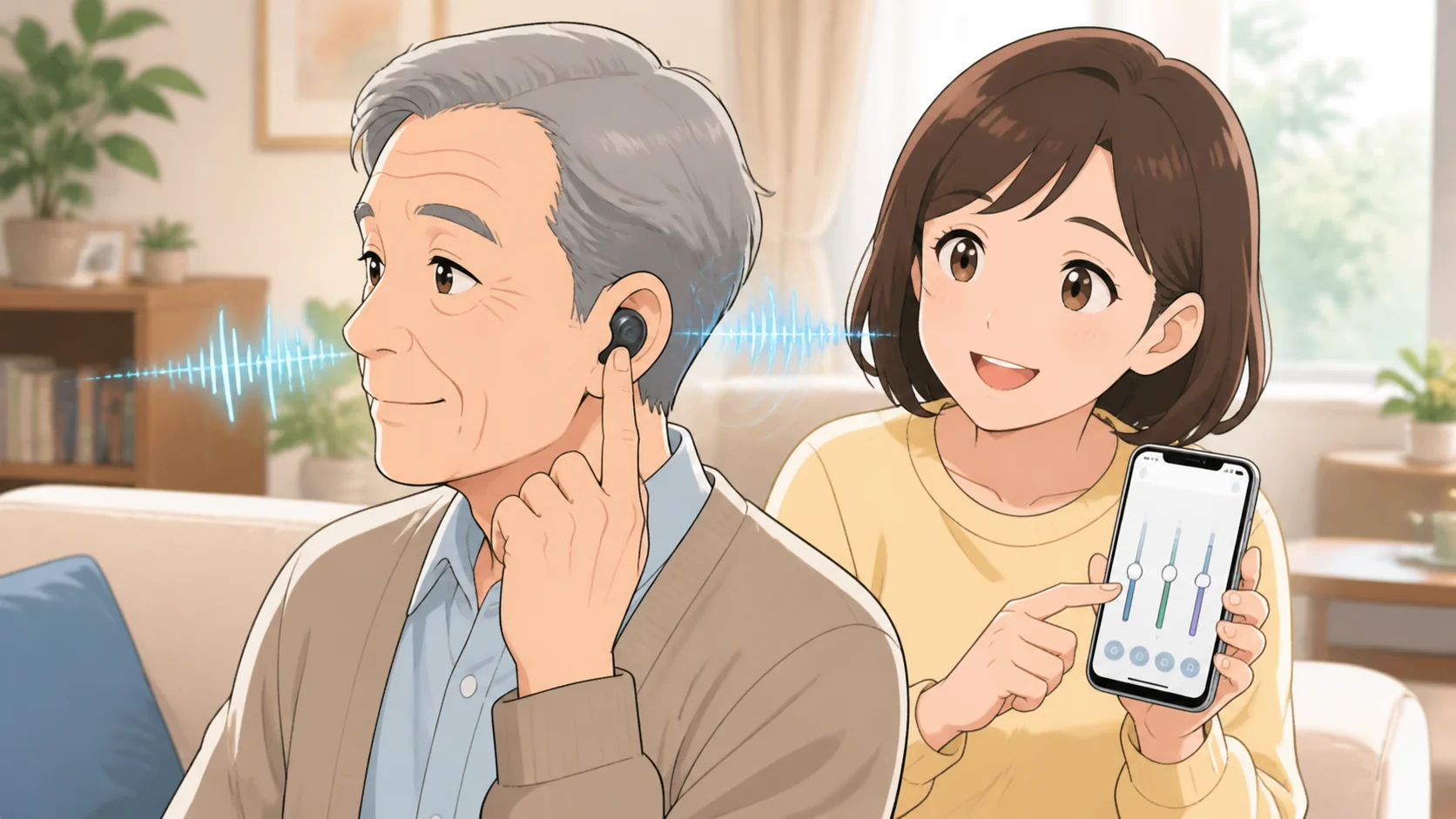 集音器の音量やモードを調整するイメージ