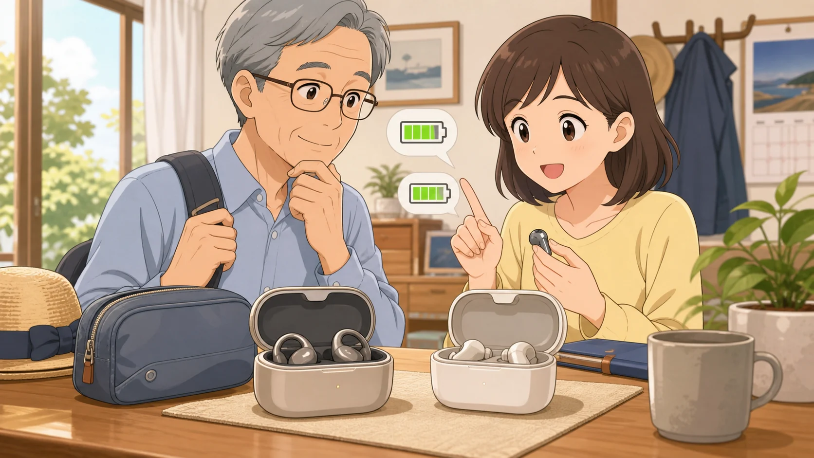 集音器の充電ケースとバッテリーを確認するイメージ