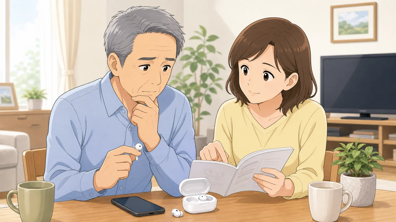 Cearvol Wave Liteの口コミで気になる注意点を家族で確認している様子