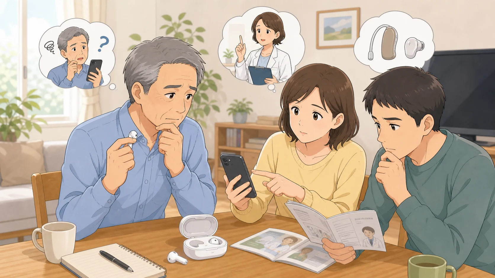 Cearvol Wave Liteが向いていない可能性がある人を家族で確認している様子