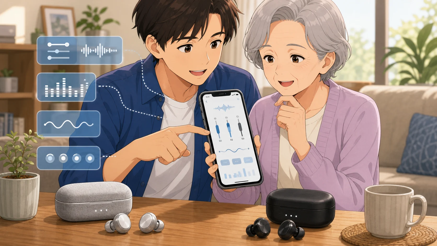 Cearvol Wave LiteとDiamond X1のアプリ調整を比較している様子